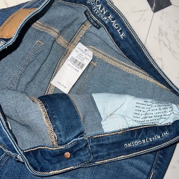 American Eagle 12 Long Hi-Rise Hi rise jegging STRETCHY denim jeans pants - Picture 2 of 3